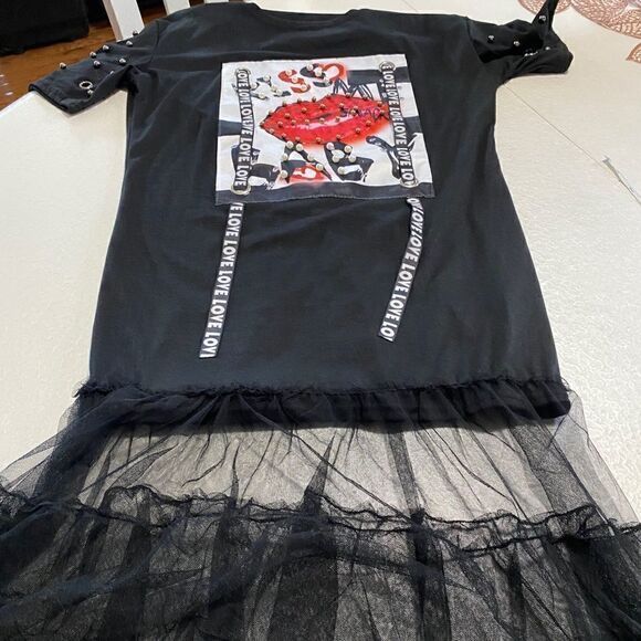 Fashion Nova kiss love tunic dress with tulle black - Picture 7 of 15